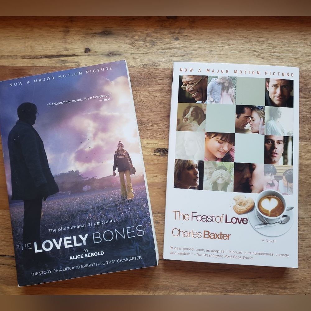 BOOK TO MOVIE BUNDLE - 2 BOOKS TOTAL - THE LOVELY BONES & THE FEAST OF LOVE
